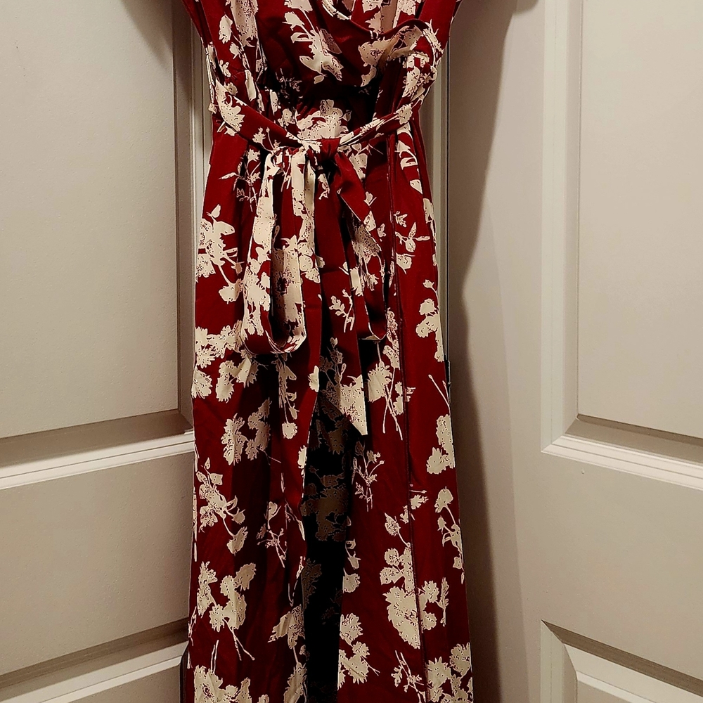 Elegant Floral Red Dress